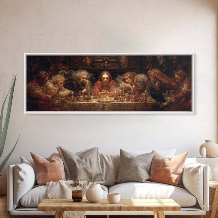 The Candlelit Seance, Ornate Symbolist Art, Extra Wide Wall Art, Dark Halloween Decor, Framed Canvas Print, Halloween Wall Art