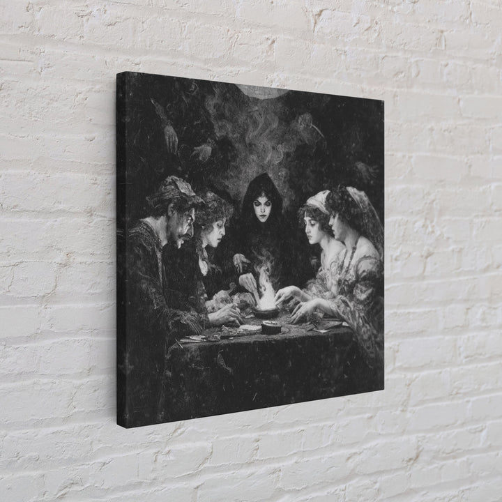 The Candlelit Seance, Dark Symbolist Art, Square Wall Art, Dark Halloween Decor, Framed Canvas Print, Halloween Wall Art
