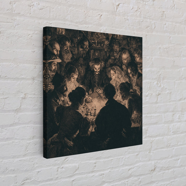 The Candlelit Seance, Symbolist Etching Art, Square Wall Art, Gothic Horror Wall Art, Canvas Print, Halloween Wall Art, Dark Fantasy Art