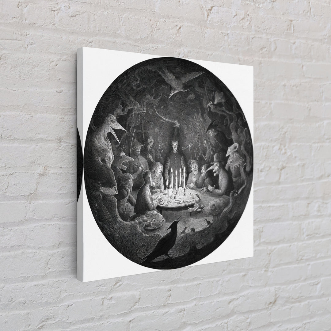 The Candlelit Seance, Expressionist Nightmare Art, Square Wall Art, Gothic Horror Wall Art, Canvas Print, Halloween Wall Art