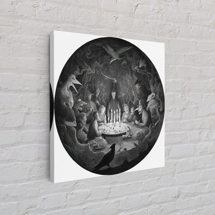 The Candlelit Seance, Expressionist Nightmare Art, Square Wall Art, Gothic Horror Wall Art, Canvas Print, Halloween Wall Art