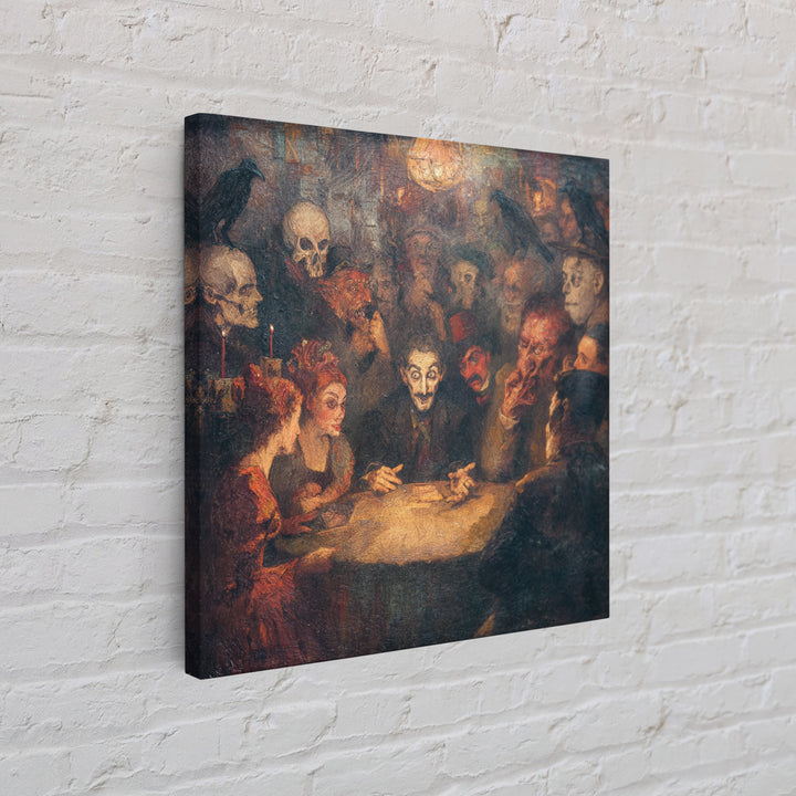The Candlelit Seance, Grotesque Carnival Art, Square Wall Art, Dark Fantasy Wall Art, Canvas Print, Halloween Wall Art