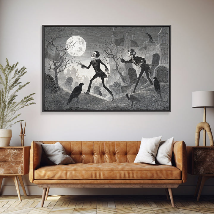 The Graveyard Dance, Victorian Macabre Art, Landscape Wall Art, Dark Fantasy Wall Art, Canvas Print, Halloween Wall Art