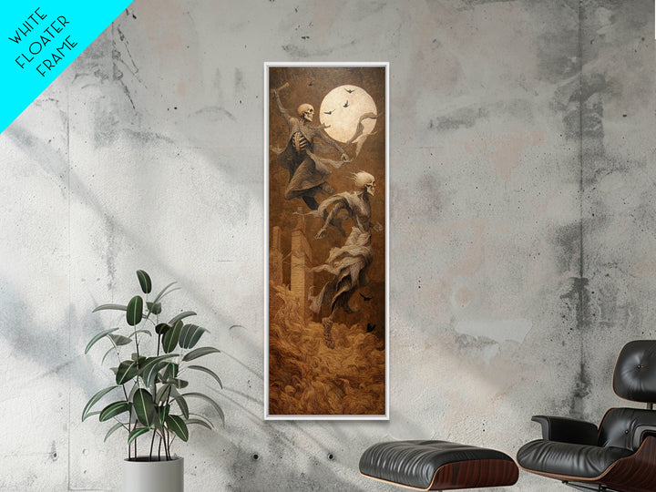 The Graveyard Dance, Surreal Apocalyptic Art, Tall Narrow Wall Art, Macabre Wall Art, Canvas Print, Halloween Wall Art