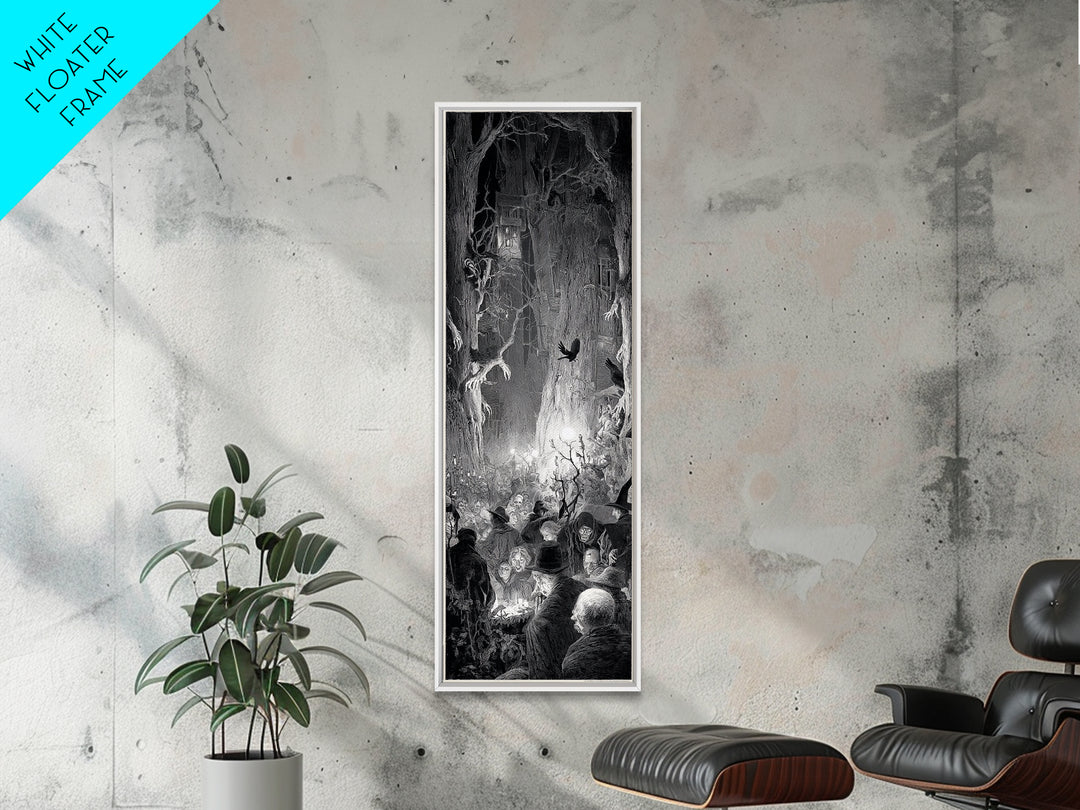 The Haunted Hayride, Gothic Engraving Art, Tall Narrow Wall Art, Macabre Wall Art, Canvas Print, Halloween Wall Art, Gothic Home Decor