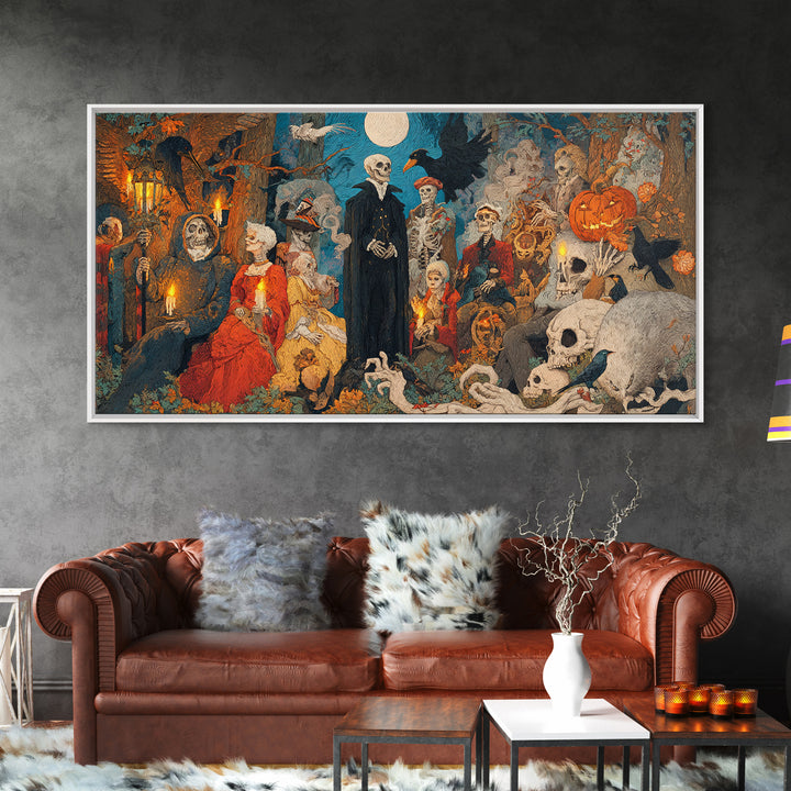 The Haunted Hayride, Danse Macabre Art, Wide Panoramic Art, Dark Fantasy Wall Art, Canvas Print, Halloween Wall Art