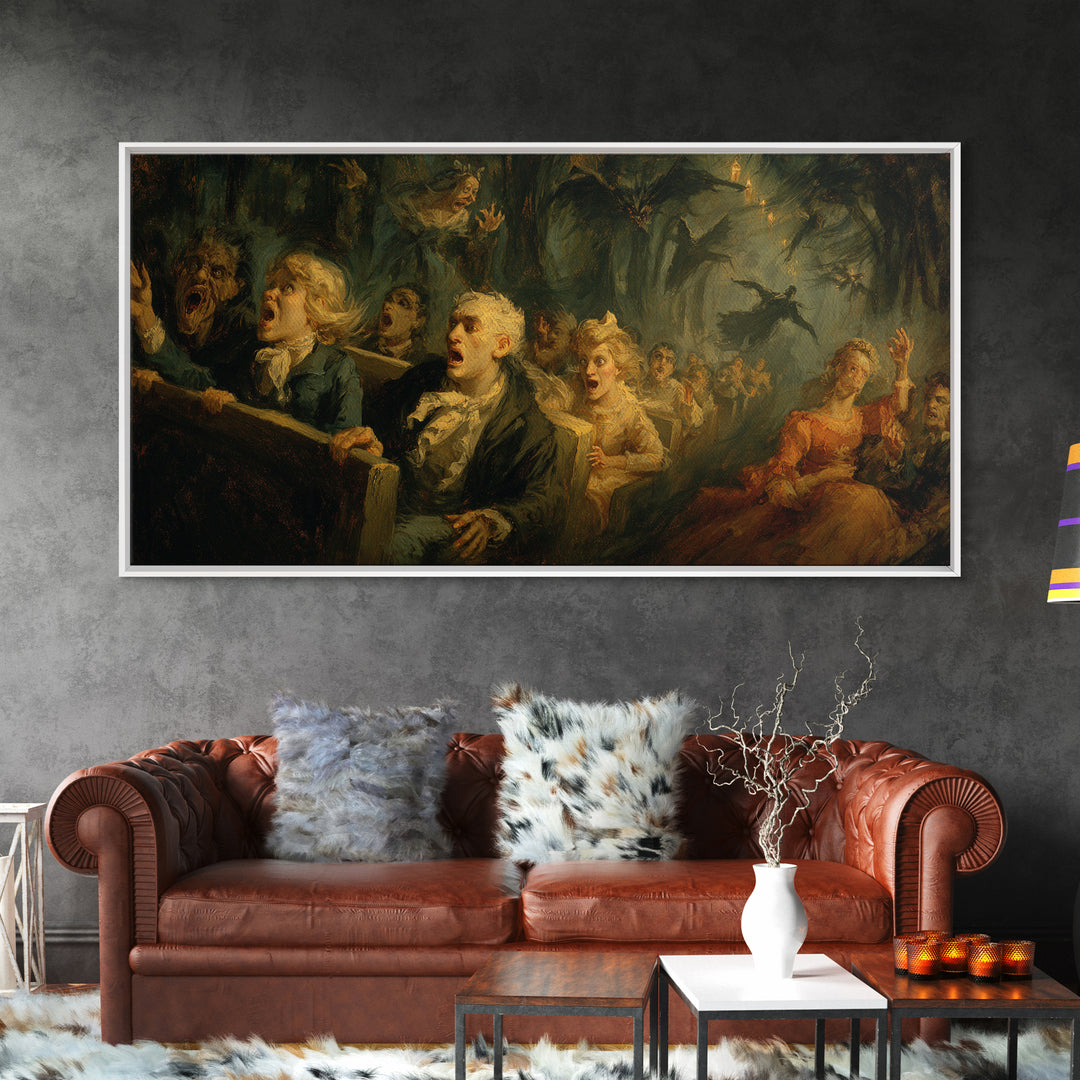 The Haunted Hayride, Dark Romantic Horror Art, Wide Panoramic Art, Macabre Wall Art, Canvas Print, Halloween Wall Art, Halloween Decor