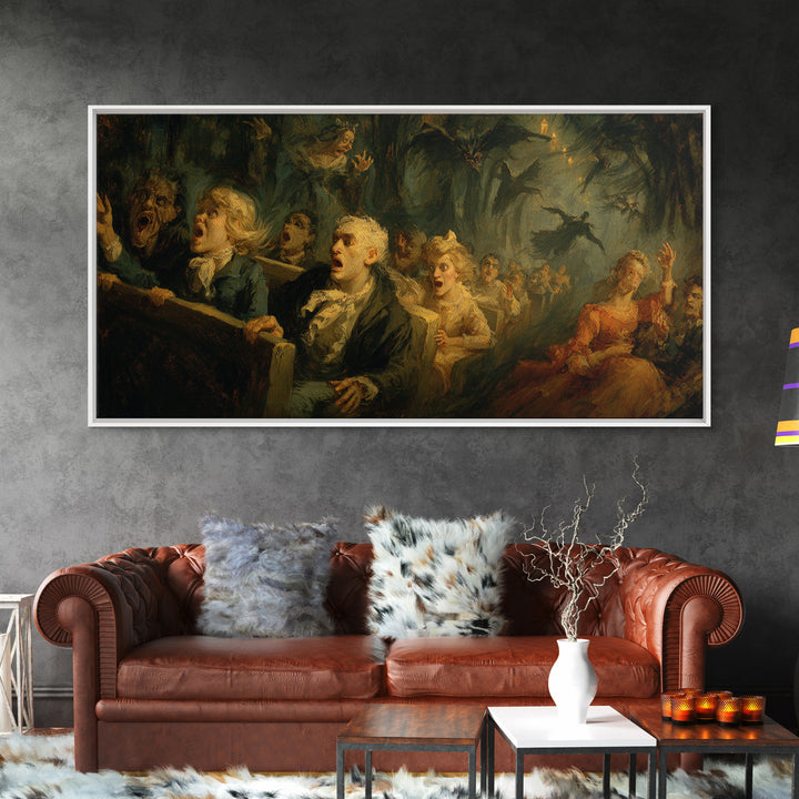 The Haunted Hayride, Dark Romantic Horror Art, Wide Panoramic Art, Macabre Wall Art, Canvas Print, Halloween Wall Art, Halloween Decor