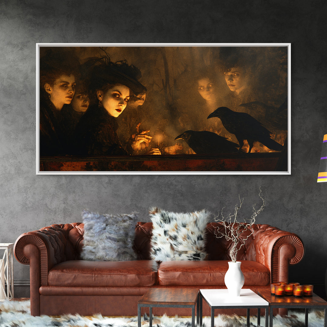 The Haunted Hayride, Dark Symbolist Art, Wide Panoramic Art, Dark Fantasy Wall Art, Canvas Print, Halloween Wall Art