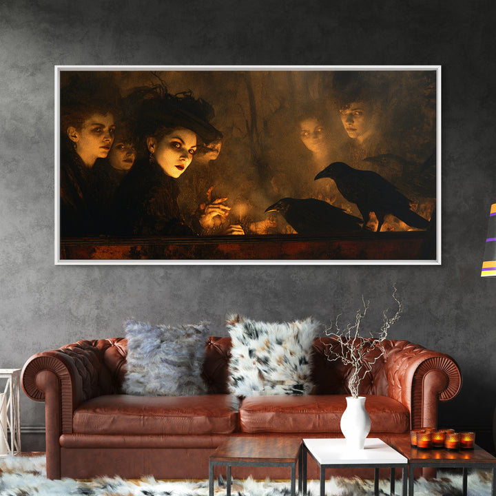 The Haunted Hayride, Dark Symbolist Art, Wide Panoramic Art, Dark Fantasy Wall Art, Canvas Print, Halloween Wall Art