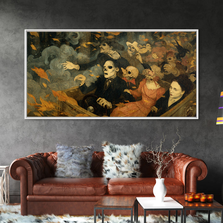 The Haunted Hayride, Grotesque Carnival Art, Wide Panoramic Art, Dark Fantasy Wall Art, Canvas Print, Halloween Wall Art, Macabre Wall Art