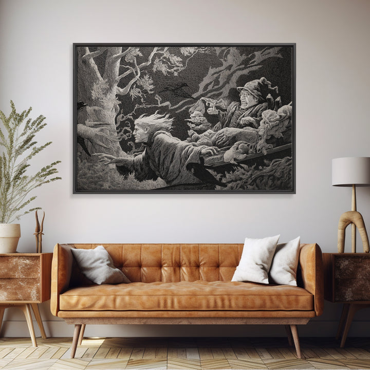 The Haunted Hayride, Victorian Macabre Art, Landscape Wall Art, Gothic Horror Wall Art, Framed Canvas Print, Halloween Wall Art