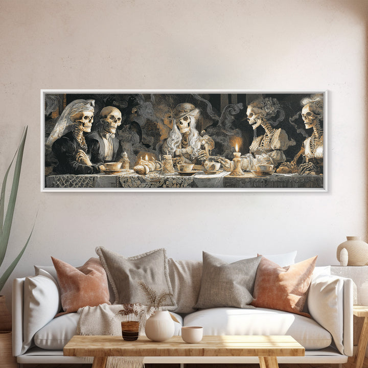 The Zombie Picnic, Danse Macabre Art, Extra Wide Wall Art, Macabre Wall Art, Framed Canvas Print, Halloween Wall Art
