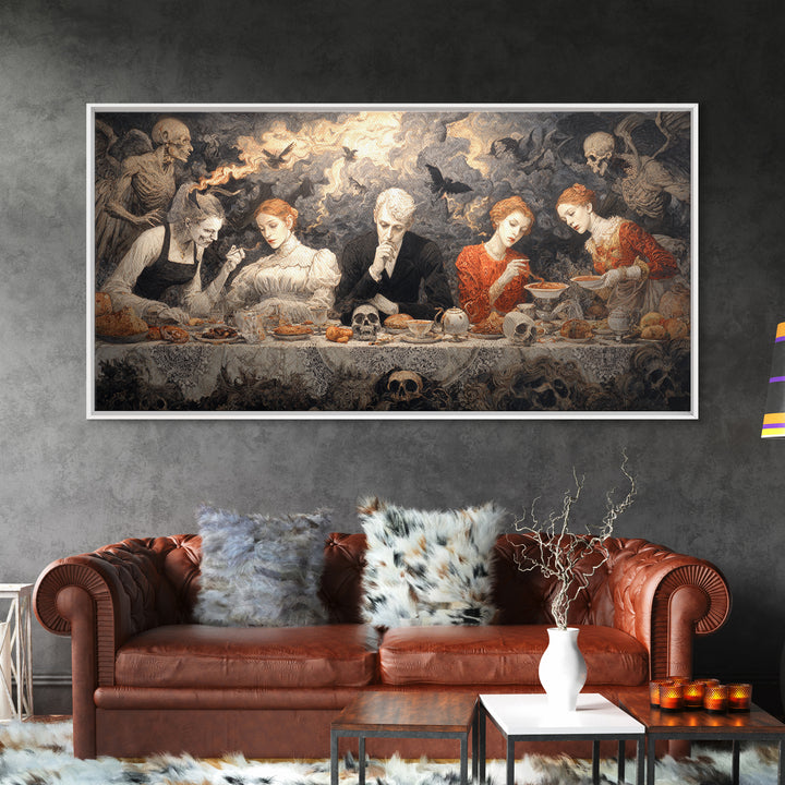 The Zombie Picnic, Visionary Gothic Art, Wide Panoramic Art, Macabre Wall Art, Canvas Print, Halloween Wall Art, Statement Wall Art