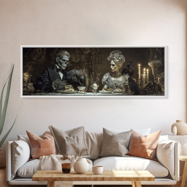 The Zombie Picnic, Biomechanical Horror Art, Extra Wide Wall Art, Dark Halloween Decor, Canvas Print, Halloween Wall Art
