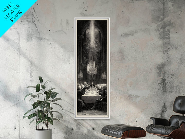 The Vampire Banquet, Gothic Engraving Art, Tall Narrow Wall Art, Dark Fantasy Wall Art, Framed Canvas Print, Halloween Wall Art