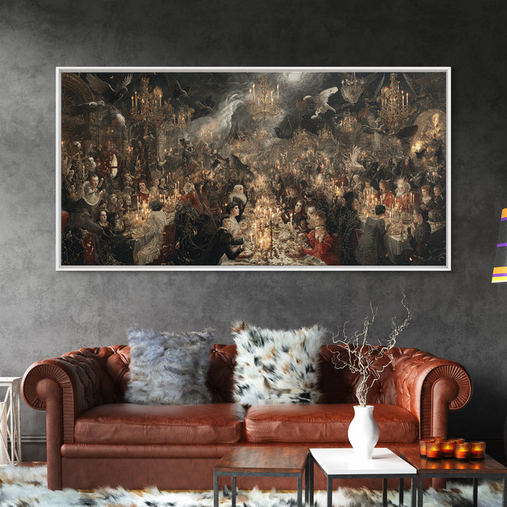 The Vampire Banquet, Medieval Grotesque Art, Wide Panoramic Art, Macabre Wall Art, Canvas Print, Halloween Wall Art