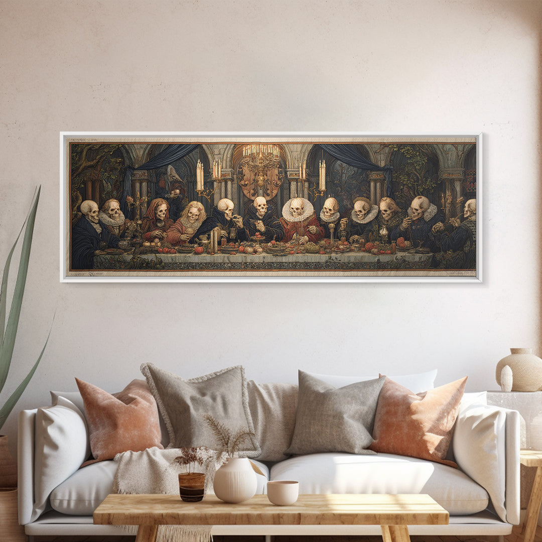 The Vampire Banquet, Danse Macabre Art, Extra Wide Wall Art, Gothic Horror Wall Art, Framed Canvas Print