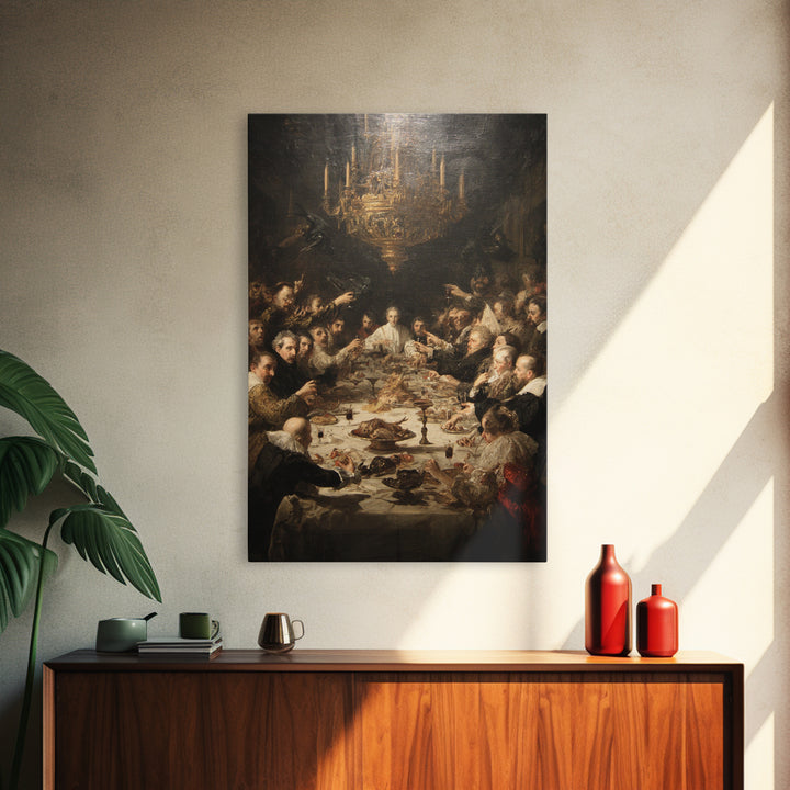 The Vampire Banquet, Gothic Nightmare Art, Vertical Wall Art, Dark Halloween Decor, Canvas Print, Halloween Wall Art, Dark Fantasy Art