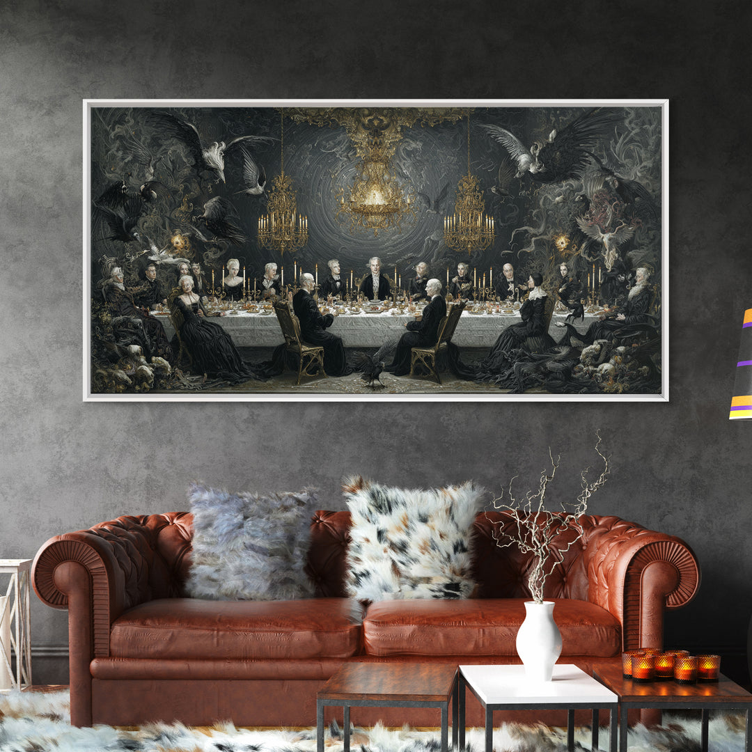 The Vampire Banquet, Visionary Gothic Art, Wide Panoramic Art, Dark Fantasy Wall Art, Canvas Print, Halloween Wall Art