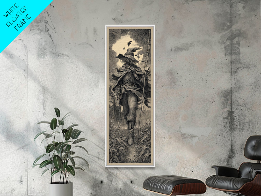 The Scarecrow Uprising, Gothic Engraving Art, Tall Narrow Wall Art, Dark Fantasy Wall Art, Canvas Print, Halloween Wall Art
