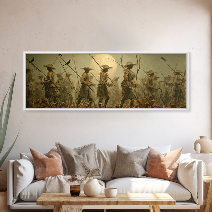 The Scarecrow Uprising, Surreal Apocalyptic Art, Extra Wide Wall Art, Macabre Wall Art, Canvas Print, Halloween Wall Art