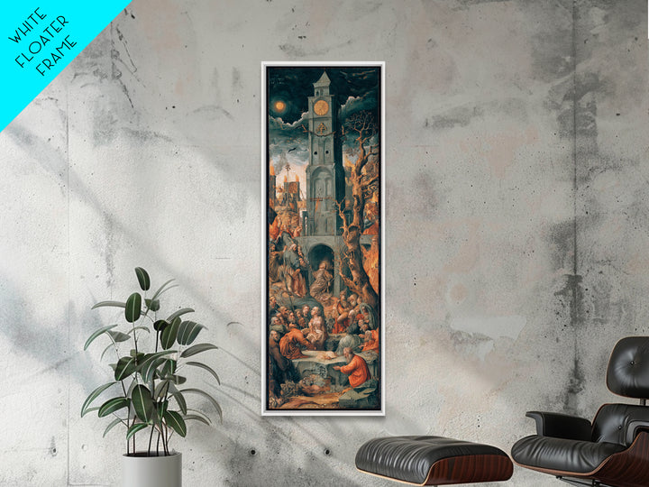 The Thirteenth Bell, Dark Renaissance Art, Tall Narrow Wall Art, Gothic Horror Wall Art, Framed Canvas Print, Halloween Wall Art
