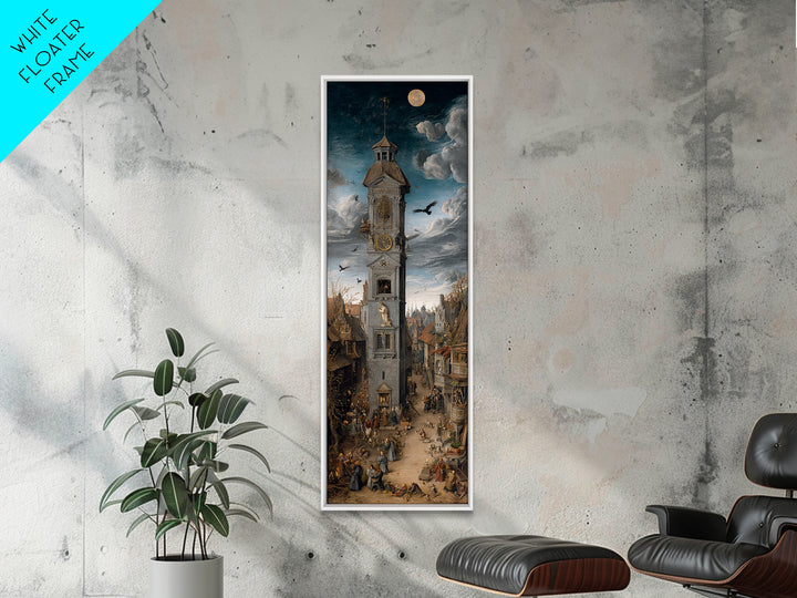 The Thirteenth Bell, Danse Macabre Art, Tall Narrow Wall Art, Dark Halloween Decor, Framed Canvas Print