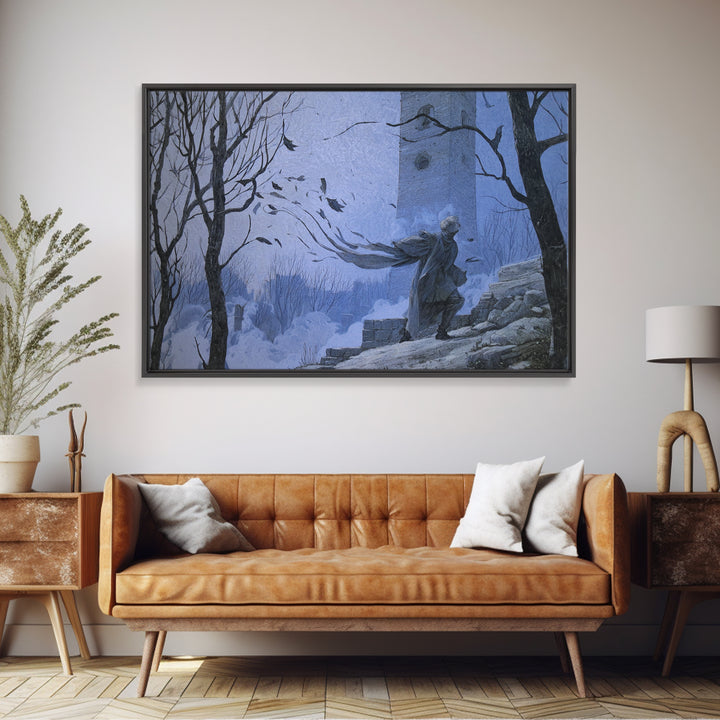 The Thirteenth Bell, Romantic Gothic Landscape, Landscape Wall Art, Dark Fantasy Wall Art, Canvas Print, Halloween Wall Art