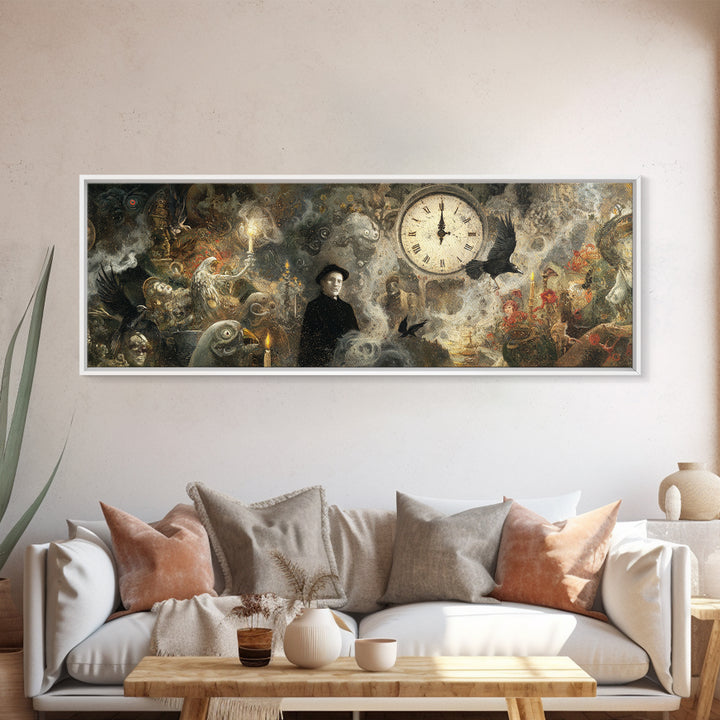 The Thirteenth Bell, Symbolist Dream Art, Extra Wide Wall Art, Macabre Wall Art, Canvas Print, Halloween Wall Art, Horror Wall Art