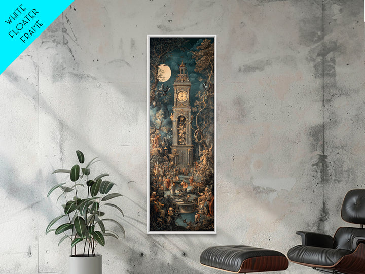 The Thirteenth Bell, Ornate Symbolist Art, Tall Narrow Wall Art, Dark Fantasy Wall Art, Framed Canvas Print, Halloween Wall Art