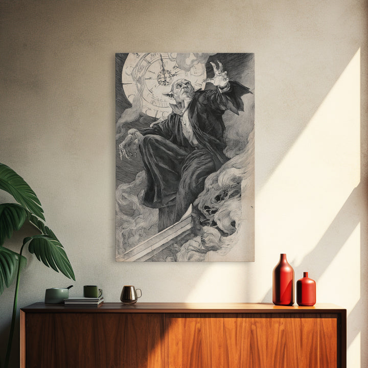 The Thirteenth Bell, Decadent Gothic Art, Vertical Wall Art, Dark Fantasy Wall Art, Framed Canvas Print, Halloween Wall Art