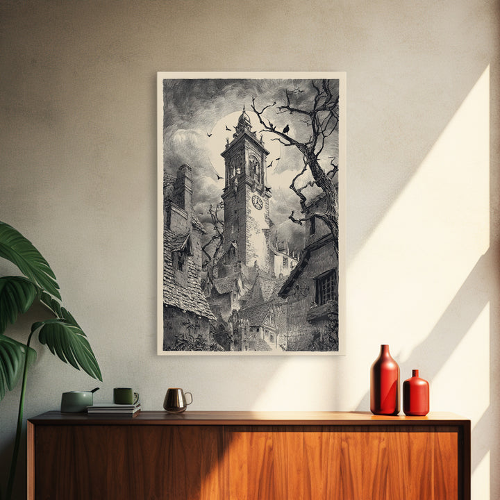 The Thirteenth Bell, Victorian Macabre Art, Vertical Wall Art, Gothic Horror Wall Art, Canvas Print, Halloween Wall Art