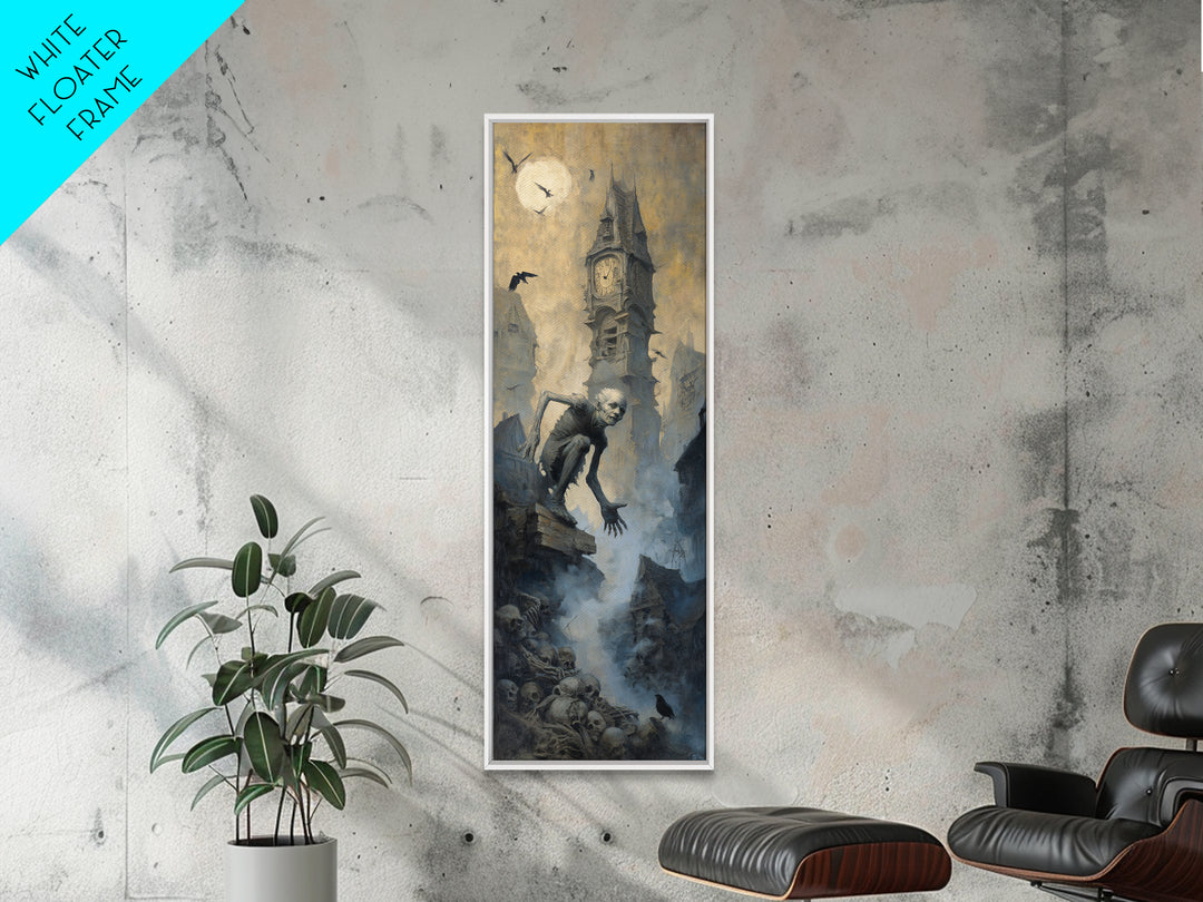 The Thirteenth Bell, Surreal Apocalyptic Art, Tall Narrow Wall Art, Gothic Horror Wall Art, Framed Canvas Print, Halloween Wall Art