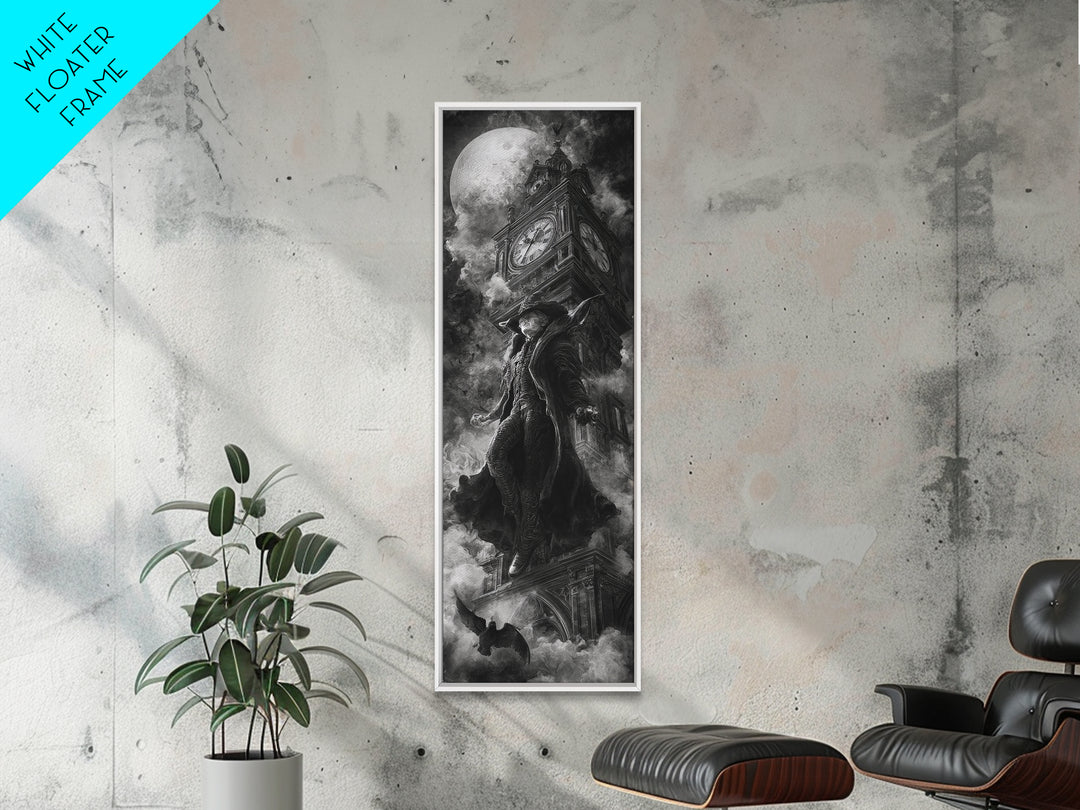 The Thirteenth Bell, Biomechanical Horror Art, Tall Narrow Wall Art, Gothic Horror Wall Art, Framed Canvas Print, Halloween Wall Art