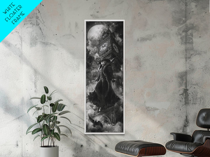 The Thirteenth Bell, Biomechanical Horror Art, Tall Narrow Wall Art, Gothic Horror Wall Art, Framed Canvas Print, Halloween Wall Art