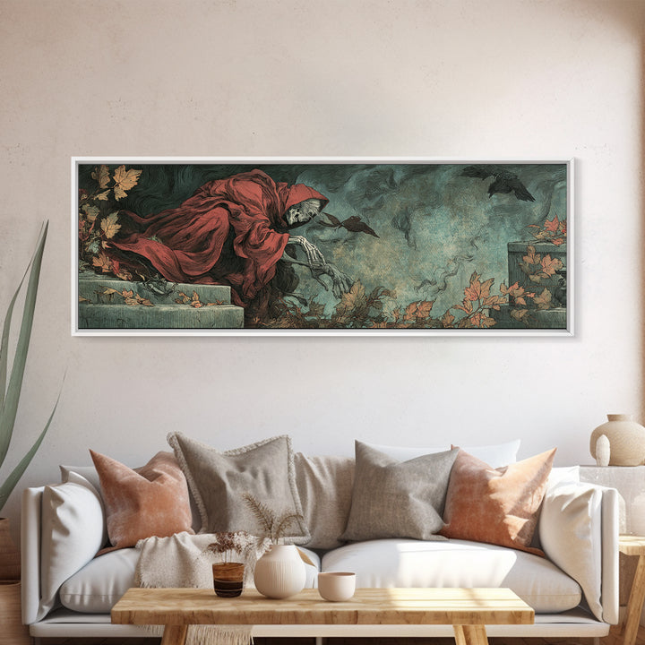 The Cemetery Lantern Festival, Decadent Gothic Art, Extra Wide Wall Art, Macabre Wall Art, Canvas Print, Halloween Wall Art