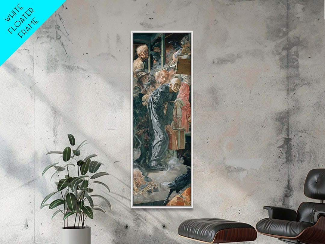 The Ghost Train Arrival, Dark Renaissance Art, Tall Narrow Wall Art, Dark Fantasy Wall Art, Framed Canvas Print