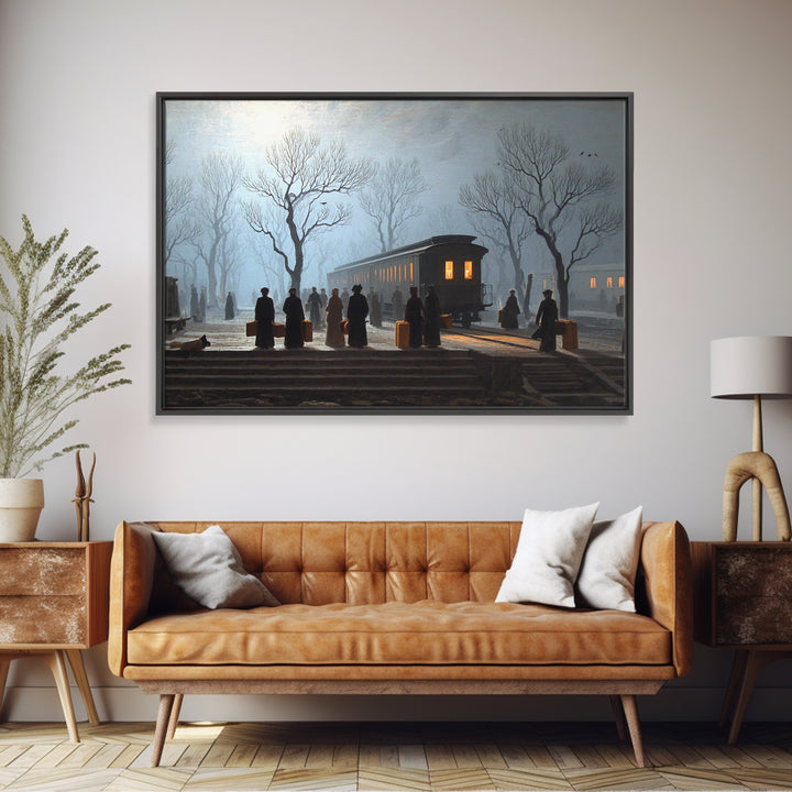 The Ghost Train Arrival, Romantic Gothic Landscape, Landscape Wall Art, Dark Halloween Decor, Canvas Print, Halloween Wall Art