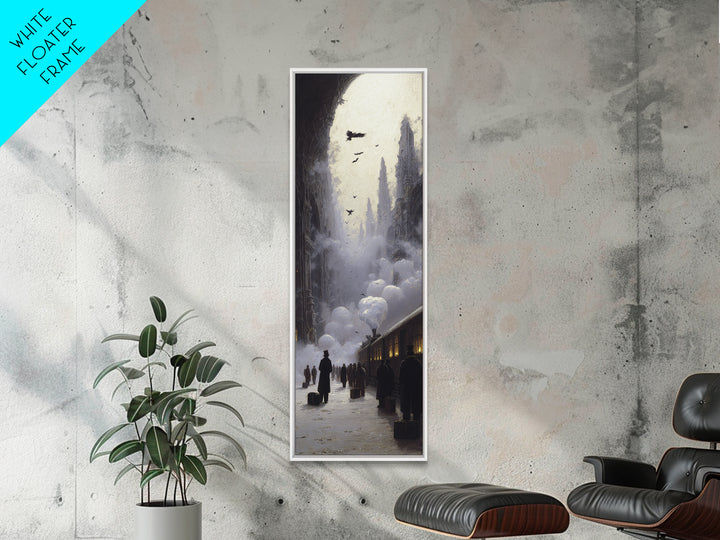 The Ghost Train Arrival, Surreal Apocalyptic Art, Tall Narrow Wall Art, Dark Halloween Decor, Canvas Print, Halloween Wall Art