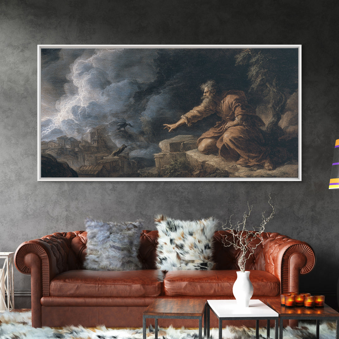 The Halloween Storm, Baroque Witchcraft Art, Wide Panoramic Art, Dark Fantasy Wall Art, Canvas Print, Halloween Wall Art