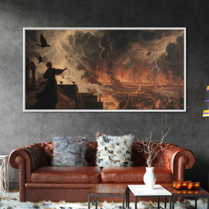 The Halloween Storm, Apocalyptic Romantic Art, Wide Panoramic Art, Dark Halloween Decor, Canvas Print, Halloween Wall Art, Dark Fantasy Art