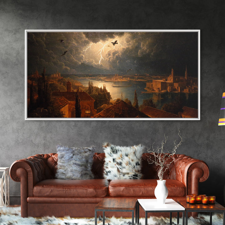 The Halloween Storm, Symbolist Gothic Landscape, Wide Panoramic Art, Macabre Wall Art, Canvas Print, Halloween Wall Art, Halloween Decor
