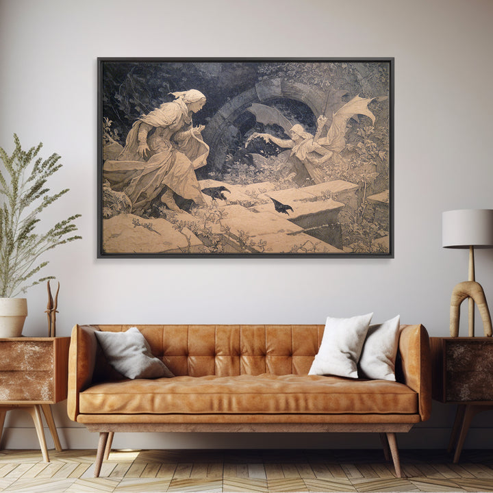 The Halloween Storm, Symbolist Death Art, Landscape Wall Art, Dark Fantasy Wall Art, Framed Canvas Print, Halloween Wall Art