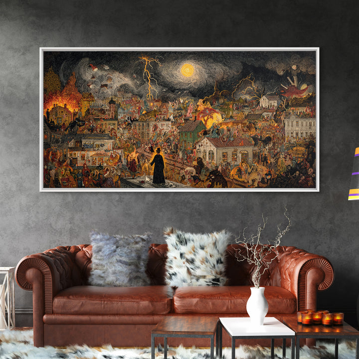The Halloween Storm, Grotesque Carnival Art, Wide Panoramic Art, Macabre Wall Art, Canvas Print, Halloween Wall Art, Gothic Home Decor
