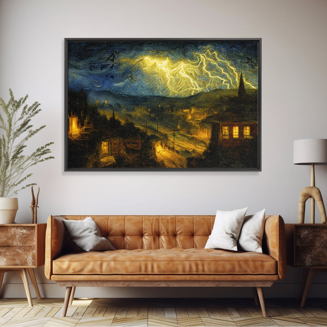 The Halloween Storm, Expressionist Gothic Art, Landscape Wall Art, Gothic Horror Wall Art, Canvas Print, Halloween Wall Art
