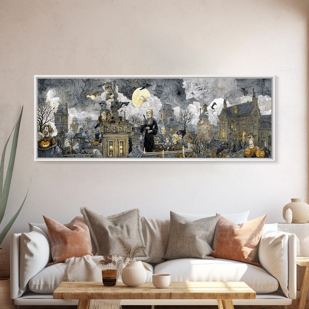 The Halloween Storm, Victorian Macabre Art, Extra Wide Wall Art, Macabre Wall Art, Canvas Print, Halloween Wall Art, Spooky Wall Decor