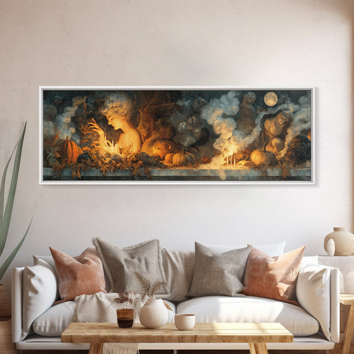 The First Frost Awakening, Visionary Gothic Art, Extra Wide Wall Art, Macabre Wall Art, Canvas Print, Halloween Wall Art