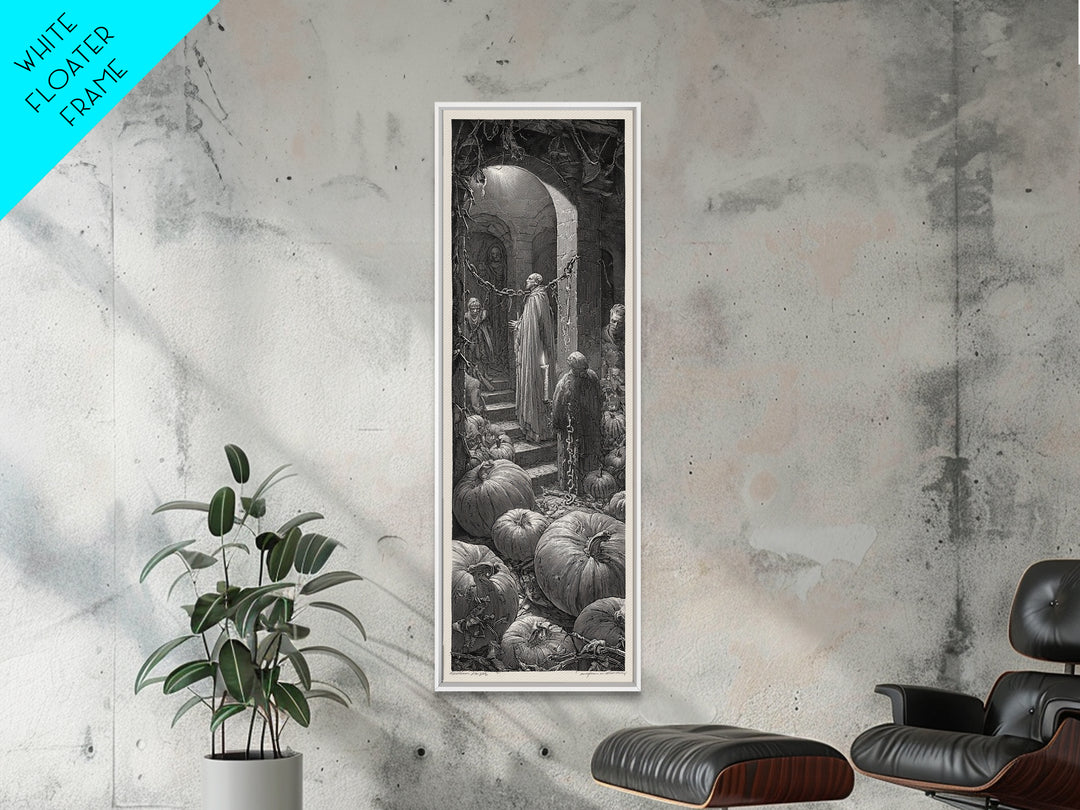 The First Frost Awakening, Architectural Etching Art, Tall Narrow Wall Art, Dark Fantasy Wall Art, Canvas Print