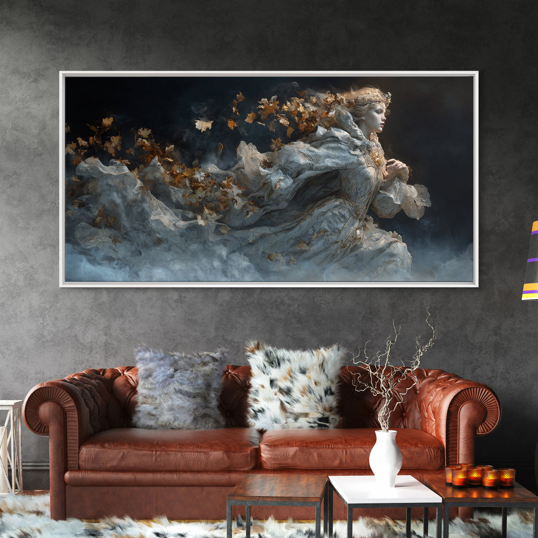The First Frost Awakening, Apocalyptic Romantic Art, Wide Panoramic Art, Gothic Horror Wall Art, Canvas Print, Halloween Wall Art